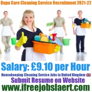 Bupa Care Cleaning Service Assistant Recruitment 2021-22