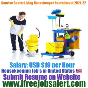 Sunrise Senior Living housekeeper Recruitment 2021-22