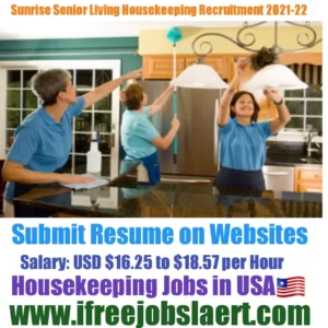 Sunrise Senior Living Housekeeping Recruitment 2021-22