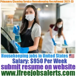 Primavera Cleaning Service Housekeeping Recruitment 2022-23